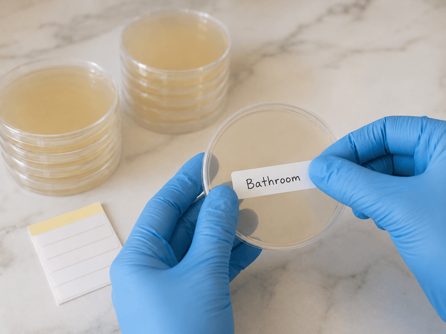 Illustration of a DIY home mold test kit with petri dish and swab