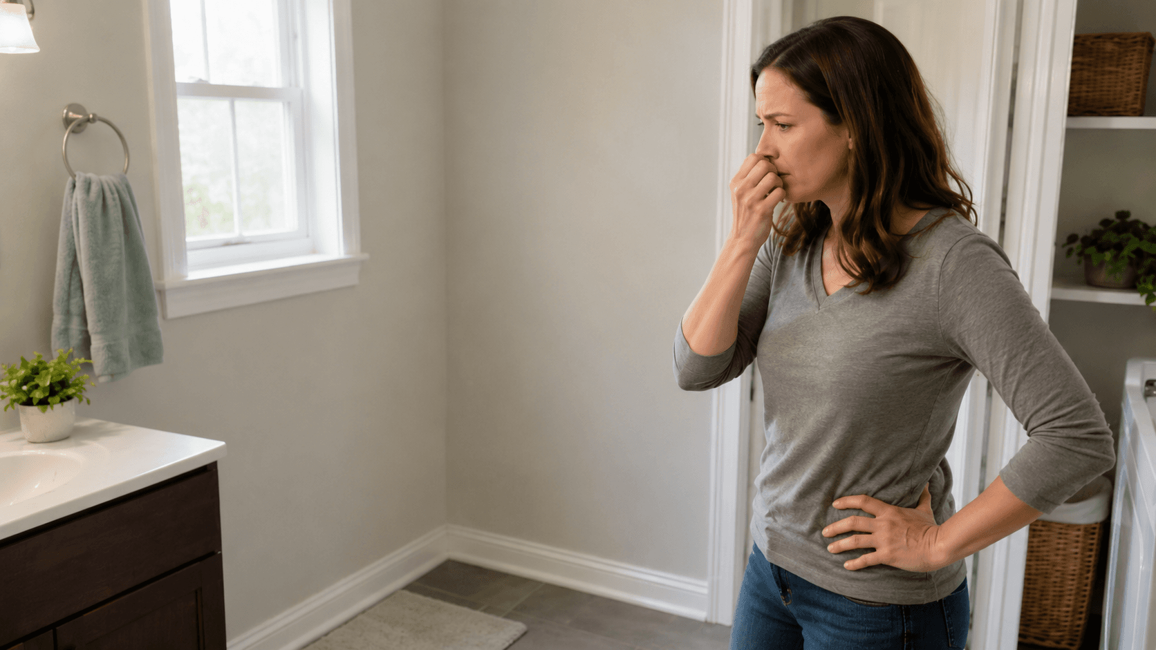 Illustration evoking the musty smell of mold in a damp basement